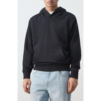 Mango Regular Fit Cotton Fleece Hoodie in Navy at Nordstrom, Size X-Large