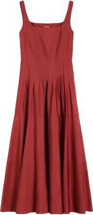 Max Mara Midi Dresses, female, Red, Size: XS Poplin Dress with Full Skirt