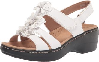 Clarks Womens Merliah Sheryl Heeled Sandal, White Synthetic/Leather Combi, 7.5 UK