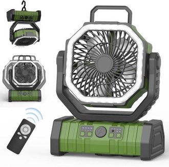 OEM Ventilador De Camping De 4 Velocidades - Bater&iacute;a De 20.000 Mah Y Rotaci&oacute;n De 270&deg; - Iluminaci&oacute;n Led Y Sistema Para Colgar - Recargable Por Usb