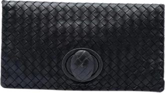 Bottega Veneta Pre-owned Geweven Leren Clutch - Dames - Pre-owned - Zwart - Maat: ONE Size Zijde
