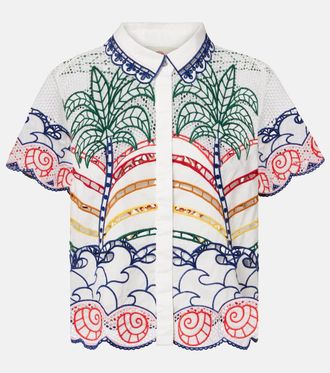 Farm Rio Broderie anglaise cotton shirt