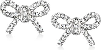 RS Pure by Ross-Simons 0. Diamond Bow Stud Earrings in Sterling Silver