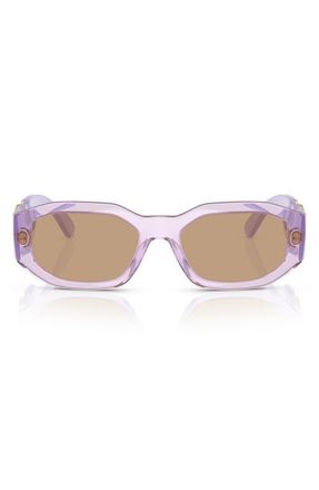 Versace Biggie 53mm Round Sunglasses in Purple/Light Brown at Nordstrom