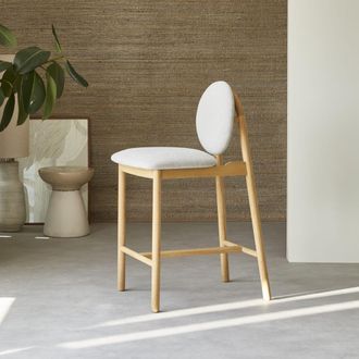 Tikamoon Silla de cocina de roble macizo y lana gris