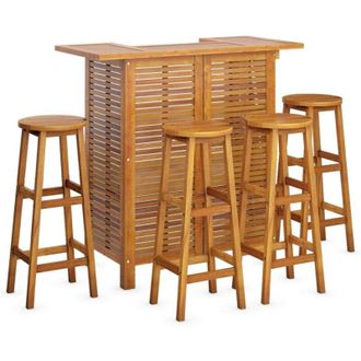 vidaXL 5 Piece Garden Bar Set Solid Wood Acacia vidaXL