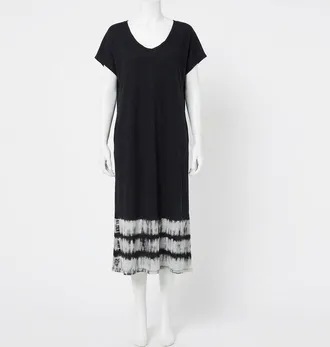 Z Supply Eden Stripe Tie-Dye Dress In Black