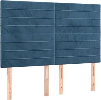 vidaXL Cabecero Con Luces Led Terciopelo Azul Oscuro 144x5x118/128 Cm Vidaxl