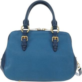 Miu Miu Pre-owned Leren Handtas - Dames - Vintage Handtas - Blauw - ONE Size - Leer - Vintage