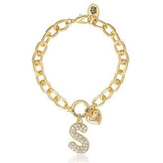 Juicy Couture Pav&eacute; Initial Charm Bracelet, 7.5 Gold Tone Link in Letter S at Nordstrom