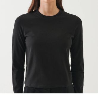 Patrick Assaraf Long Sleeve Iconic Pima Stretch Baby Tee In Black