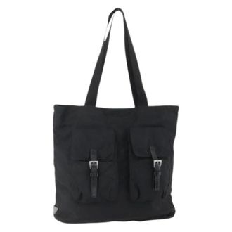 Prada Pre-owned Tote Bags, female, Black, Size: ONE SIZE Pre-owned Vintage Nylon Tote Bag