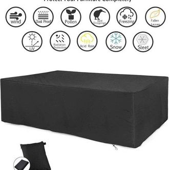 OEM Funda Muebles 315 X 160 X 74 Cm, Cord&oacute;n Ajustable, Impermeable, Cortavientos Protecci&oacute;n Uv, Funda Protectora Resistente Intemperie Mesa Negro