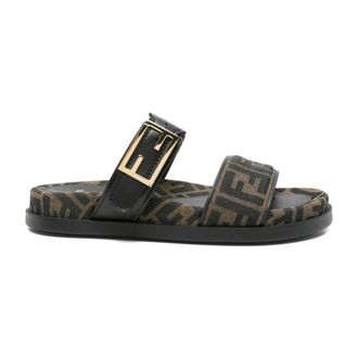 Fendi Sliders, female, Brown, Size: 6 US Feel Slide Sandals