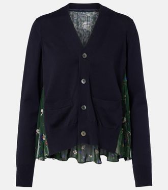 sacai Cardigan in cotone con stampa floreale