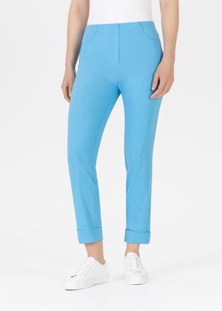 Stehmann 3/4-Hose STEHMANN Igor, Damen, Gr. 34, N-Gr, blau (blau,3703), Web, Obermaterial: 72% Viskose, 25% Polyamid, 3% Elasthan, figurbetont 3/4-L&auml;nge, Hosen