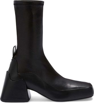 Jil Sander block-heel leather boots - women - Ovine Leather (top grain)/Calf Leather/Ovine Leather (top grain) - 40 - Black