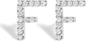 House of Brilliance 10K Gold 1/10 Cttw Diamond Initial A to Z Stud Earring in White Gold | F at Nordstrom