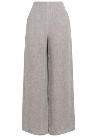 Emporio Armani Wide-leg Linen-blend Trousers - Light Grey - 46 (UK14 / L)