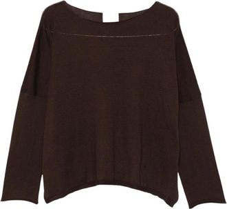 Be You Boat Neck Long Sleeves - Dames - Ronde hals truien - Bruin - XS - Katoen - Truien & Vesten