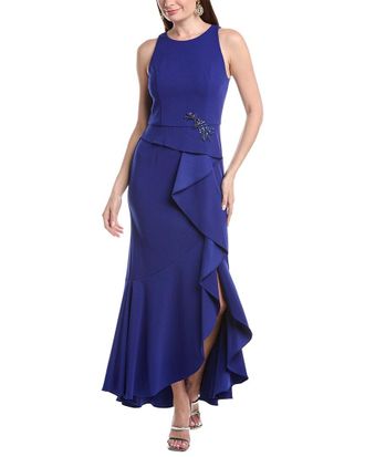 Adrianna Papell Beaded Crepe Gown