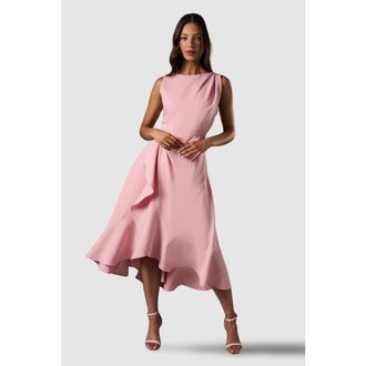 Coast Waterfall Crepe Midi Dress in Blush at Nordstrom, Size 10
