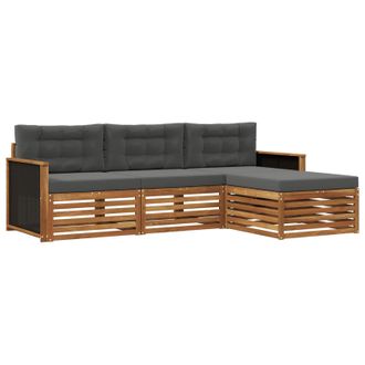 vidaXL Conjunto De Sof&aacute;s De Exterior 4 Pcs Natural Y Antracita Vidaxl