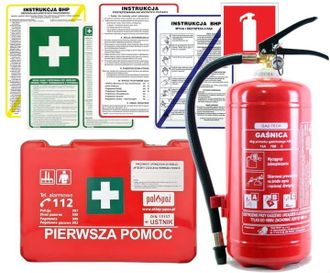 OEM Kit Completo De Seguridad Y Salud Laboral Para Empresas: Botiqu&iacute;n De Primeros Auxilios, Extintor De 4 Kg, Se&ntilde;ales E Instrucciones