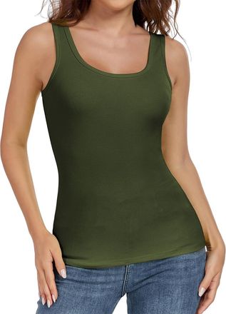 Generic Women White Running Vest Top Summer Outdoors Undershirt Sleeveless Comfy Shirt for Neck Ribbed Workout Slim-fit Basic Tee Shirts Ally Top for Women Gi