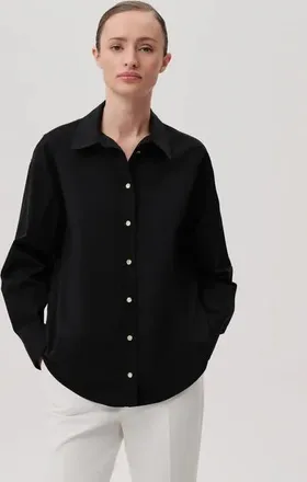 Exquise Jewel Cotton Shirt in Black at Nordstrom, Size X-Large