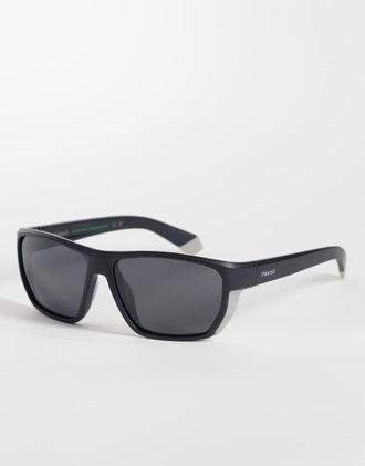 Polaroid Sunglasses Polaroid - Occhiali da sole sportivi rettangolari neri con lenti polarizzate grigie-Nero