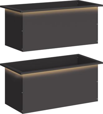 vidaXL Jardinera Para Jard&iacute;n Con Luces Led 2 Uds. Negro Vidaxl