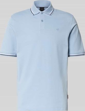 Bugatti Poloshirt mit kurzer Knopfleiste in Hellblau, Größe XL