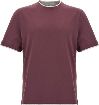 Brunello Cucinelli Maroon Double layer t-shirt