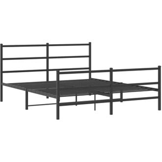 vidaXL Estructura Cama Sin Colch&oacute;n Con Estribo Metal Negro 160x200 Cm Vidaxl