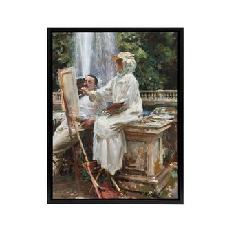 Artery8 The Fountain Villa Torlonia Sargent Framed Canvas Wall Art Print | Size: W24 x H32