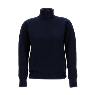 Drumohr Maglia Dolcevita - Dames - Coltruien - Blauw - L - Wol - Truien & Vesten