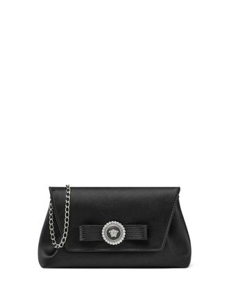 Versace Gianni Ribbon crystal-embellished clutch bag - Black
