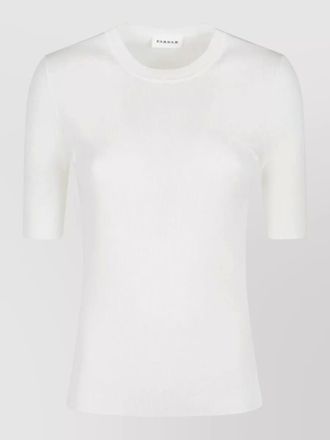 Parosh short sleeve crew neck rib knit top