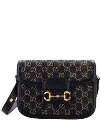Gucci Horsebit 1955 Shoulder Bag Gg Denim Small (Authentic Pre-Loved)