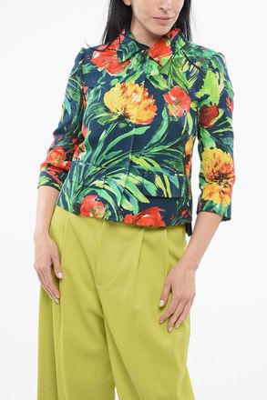 Dolce & Gabbana Blazer Crop Floreale con Colletto Dolce & Gabbana