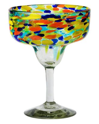 10 Strawberry Street Set Of 6 Carnival Margarita Handblown Mexican Glasses