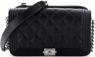 Chanel Boy Flap Caviar gewatteerde crossbodytas met ketting - Zwart