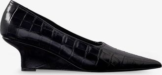 Toteme Sharp Wedge leather pump with croco motif - TOTEME - gender_Woman