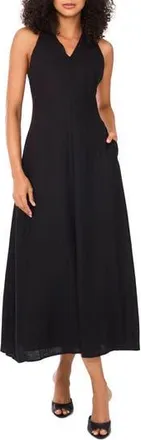 Halogen Contrast Trim Sleeveless Dress in Rich Black at Nordstrom Rack, Size X-Small