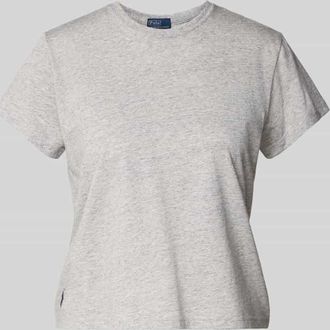 Polo Ralph Lauren T-Shirt mit Logo-Stitching und Rundhalsausschnitt in Hellgrau Melange, Größe XXL