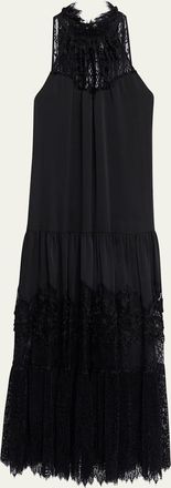 Kobi Halperin Hallee Lace-Inset Halter Maxi Dress