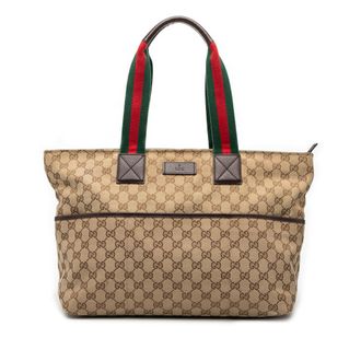 Gucci Pre-owned Womens Gg Canvas Web Tote - Tan Textile - One Size