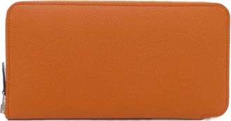 Herm&egrave;s Orange Epsom Leather Silk Long Wallet (Bi-Fold) (Pre-Owned)