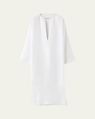 Loro Piana Silene Long Sleeve Linen Dress with Pockets